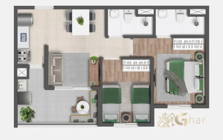 Planta de apartamento 2 dormitórios em condomínio no bairro Santana Zona Norte de São Paulo