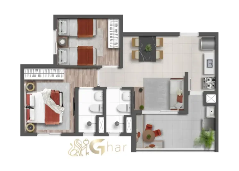 Planta do apartamento Altos Home Club Santana com 48m² no bairro Santana em São Paulo