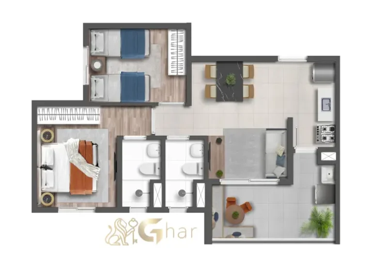 Planta de apartamento 2 dormitórios em condomínio residencial no bairro Santana Zona Norte de São Paulo