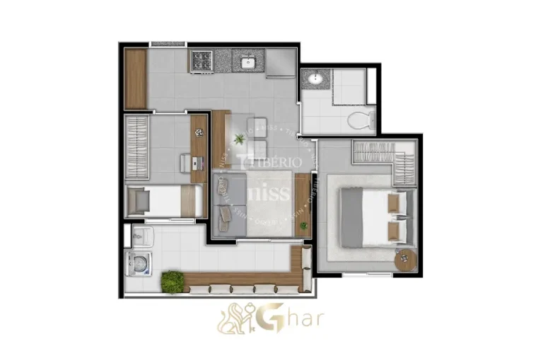Planta de apartamento 2 dormitórios em condomínio residencial no Santana Zona Norte de São Paulo