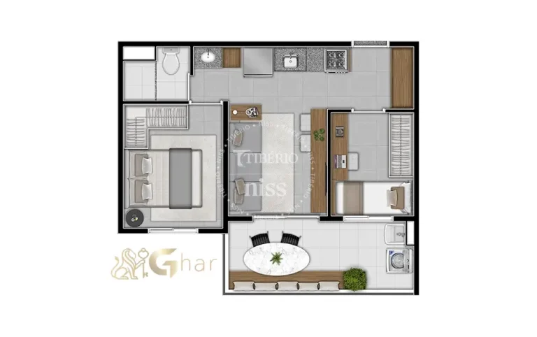 Planta de apartamento 2 dormitórios em condomínio no Santana Zona Norte de São Paulo