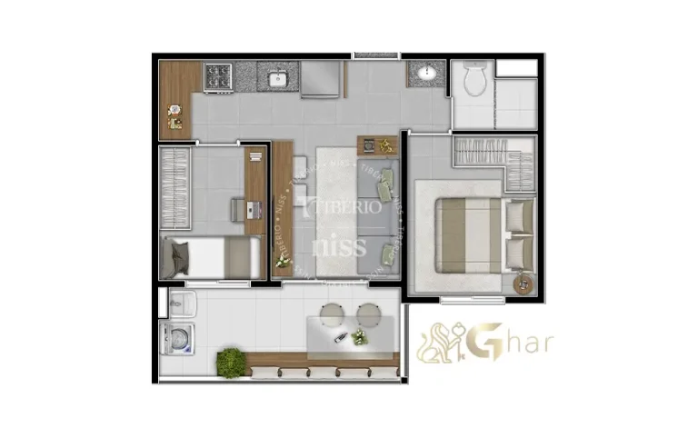 Planta de apartamento 2 dormitórios do condomínio Hello Santana no bairro Santana em São Paulo