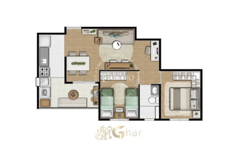 Planta do apartamento de 2 dormitórios do Origens Santana em Santana São Paulo