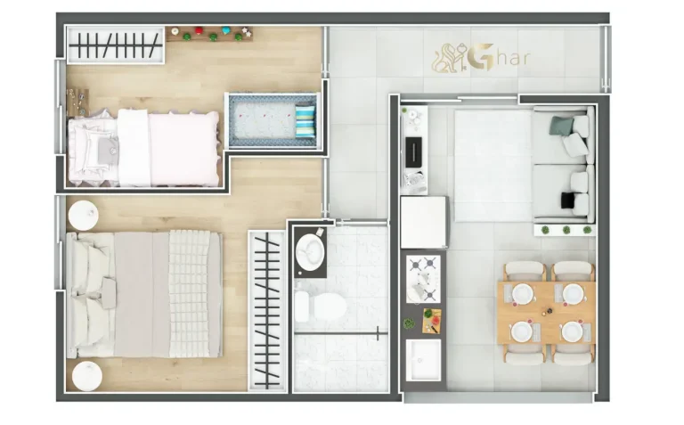 Planta de apartamento 2 dormitórios em condomínio residencial no bairro Santana Zona Norte de São Paulo