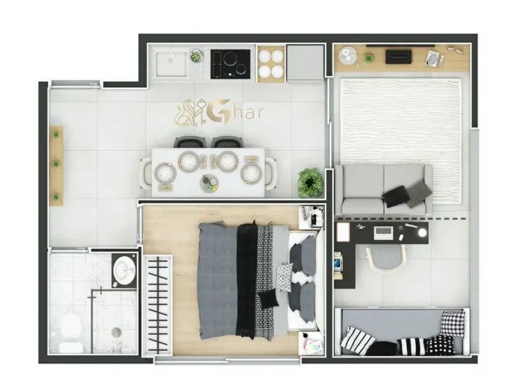 Planta do apartamento de 2 dormitórios do Smart Living Santana no bairro Santana em São Paulo