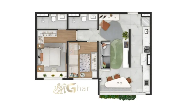 Planta de apartamento 2 dormitórios suíte em condomínio no Santana São Paulo