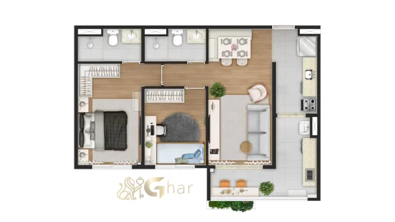 Planta de apartamento 2 dormitórios suíte em condomínio residencial no bairro Santana Zona Norte de São Paulo