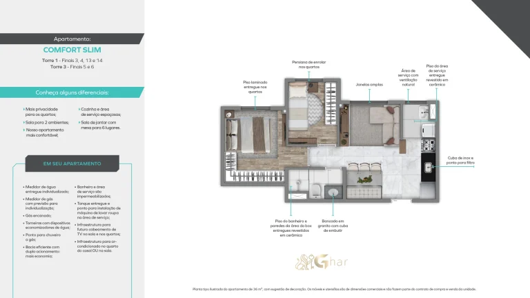 Planta de apartamento em condomínio residencial no bairro Santana Zona Norte de São Paulo
