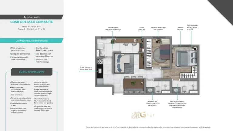 Planta de apartamento em condomínio residencial no bairro Santana Zona Norte de São Paulo