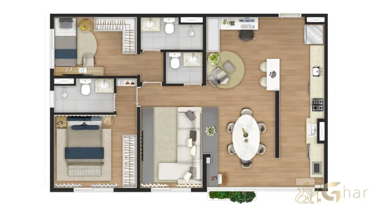 Planta de apartamento 2 suítes do ix. Santana no bairro Santana em São Paulo