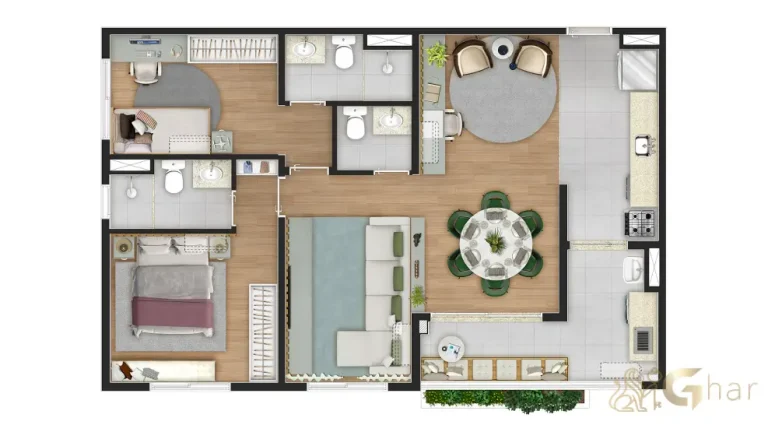 Planta de apartamento 2 suítes em condomínio com apartamentos no Santana São Paulo