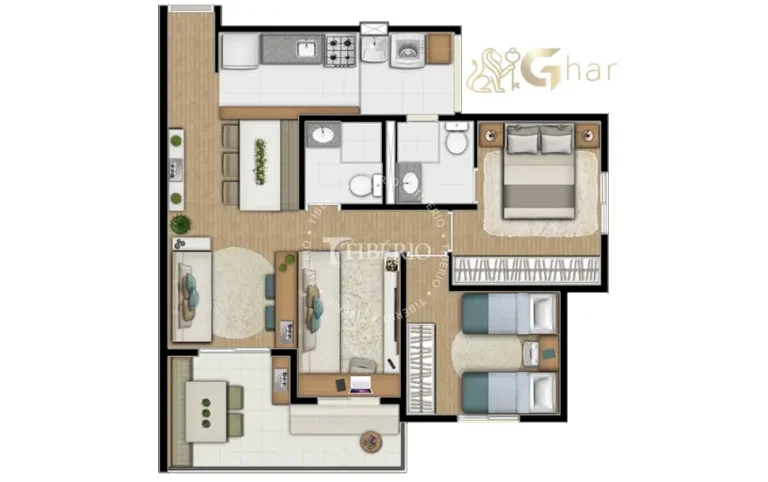 Planta de apartamento em condomínio residencial no Santana Zona Norte de São Paulo