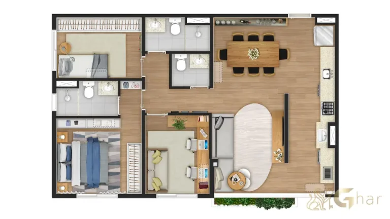 Planta de apartamento 3 dormitórios suíte em condomínio residencial no bairro Santana Zona Norte de São Paulo