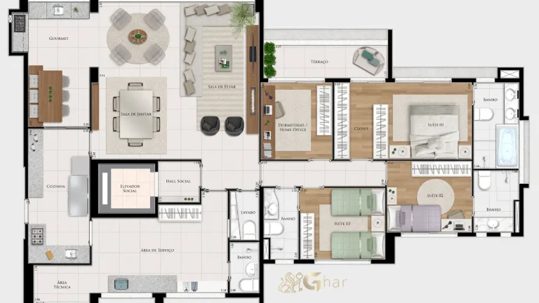 Planta de apartamento em condomínio residencial no bairro Santana Zona Norte de São Paulo