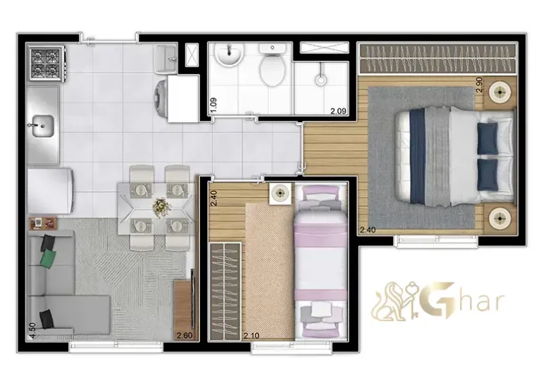 Planta do condomínio Plano&Guaianases com 2 dormitórios no bairro Guaianases em São Paulo