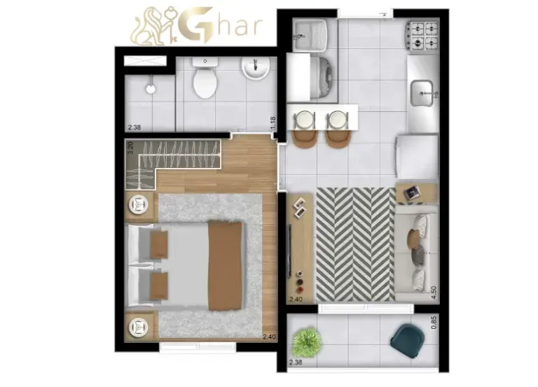 Planta de apartamento em condomínio residencial no Belém Zona Leste de São Paulo