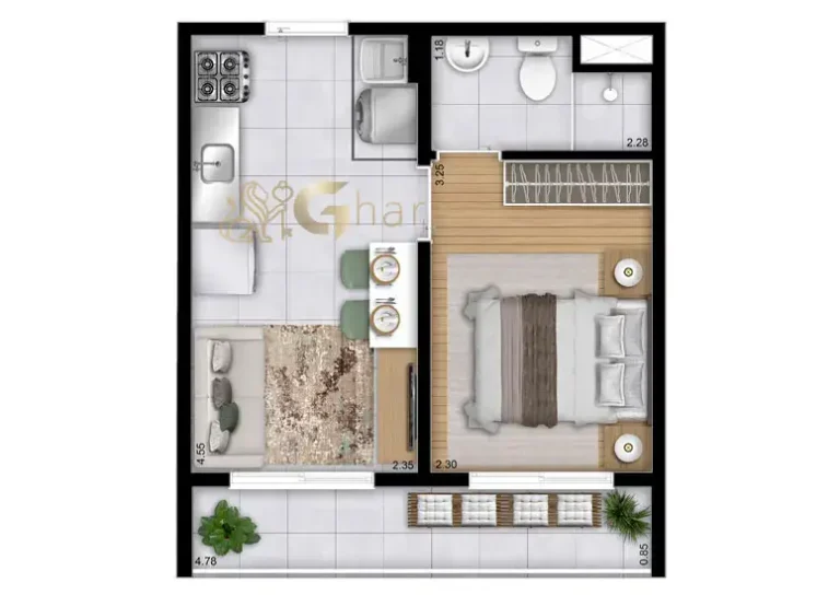 Planta de apartamento em condomínio com apartamentos na Mooca São Paulo