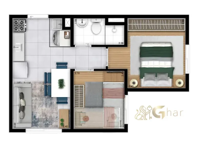 Planta do apartamento Plano&São Miguel com 2 dormitórios em São Miguel São Paulo