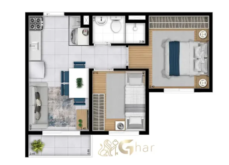 Planta de apartamento em condomínio residencial no bairro São Miguel Zona Leste de São Paulo