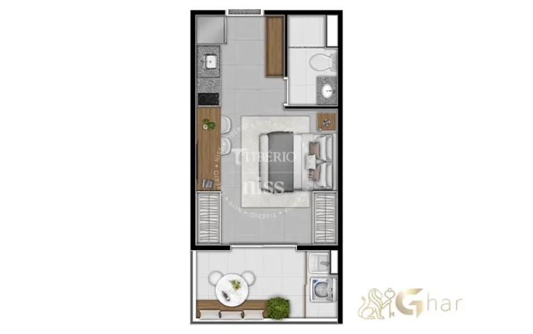 Planta studio em condomínio de apartamentos no Santana São Paulo