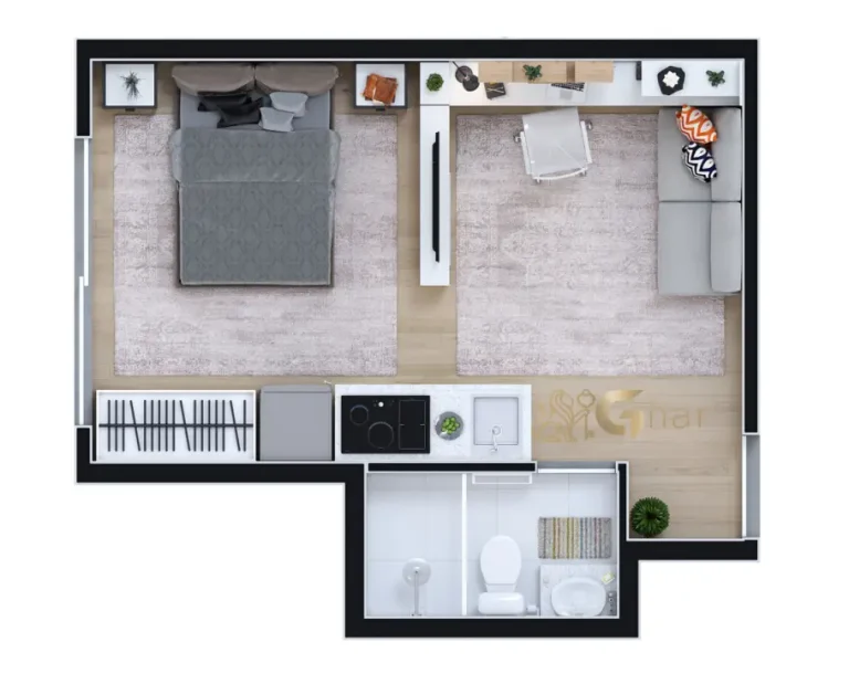 Planta do studio do Smart Living Santana no bairro Santana em São Paulo