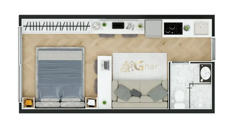 Planta de studio em condomínio com apartamentos no bairro Santana São Paulo