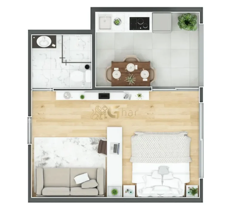 Planta de studio em condomínio residencial no bairro Santana Zona Norte de São Paulo