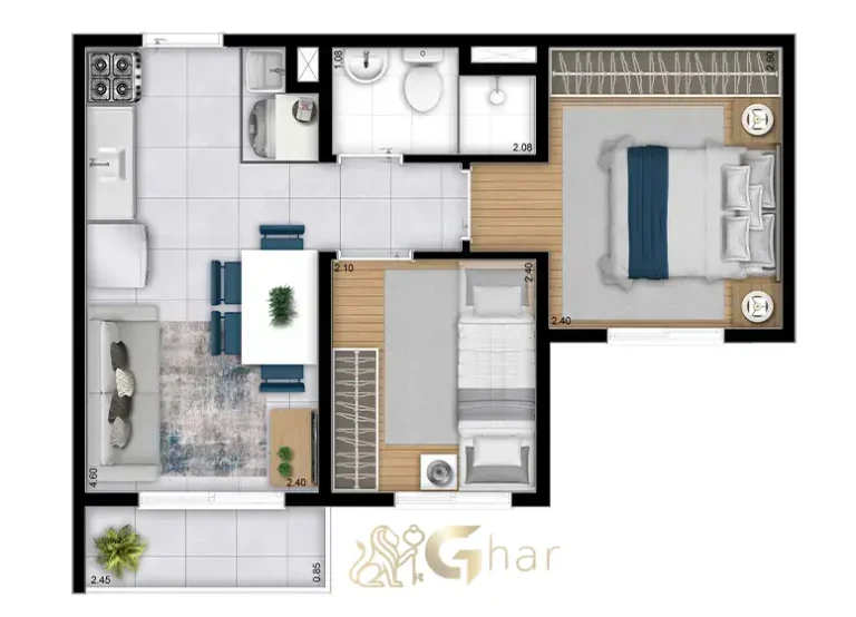 Planta de apartamento térreo em condomínio residencial no bairro São Miguel Zona Leste de São Paulo