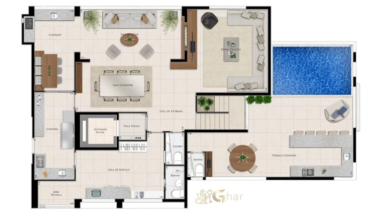 Planta da cobertura duplex do Life Club Personal no bairro Santana em São Paulo