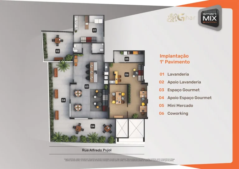 Planta de condomínio com lazer em apartamentos no bairro Santana São Paulo