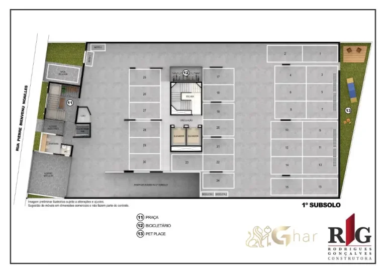 Planta de garagem em condomínio de apartamentos no bairro Santana São Paulo