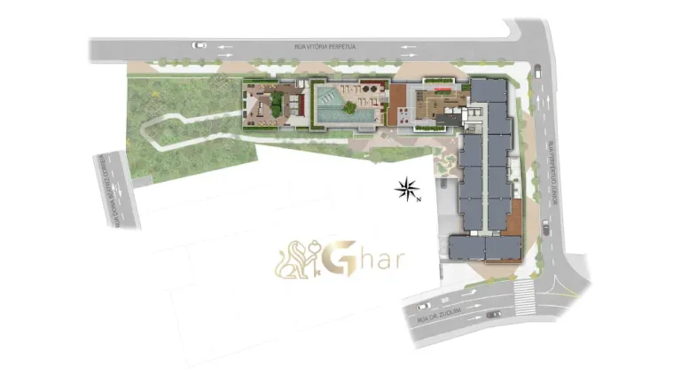 Planta de rooftop do condomínio ix. Santana no bairro Santana em São Paulo