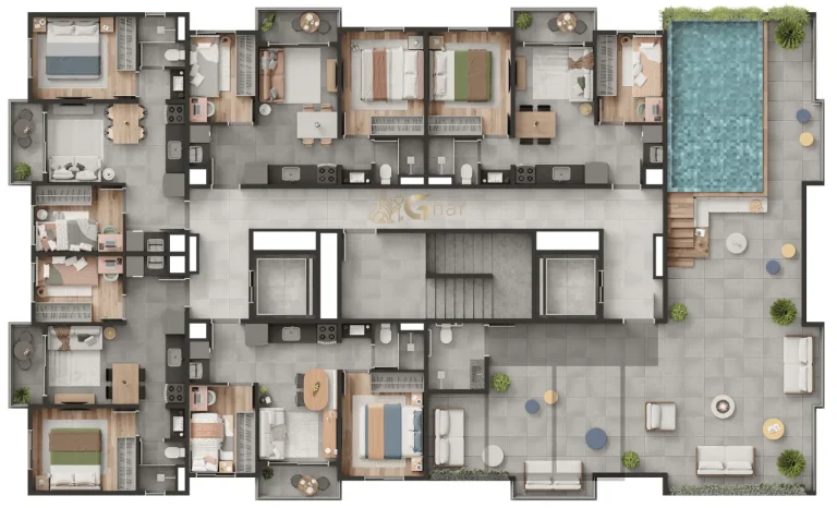Planta de rooftop em condomínio residencial no bairro Santana Zona Norte de São Paulo