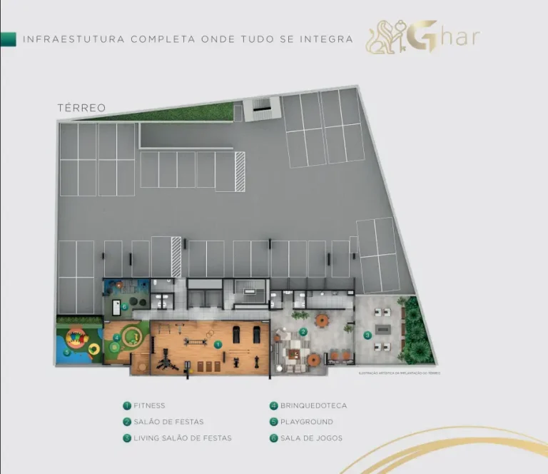 Planta de implantação do térreo do condomínio Altis Santana no bairro Santana em São Paulo