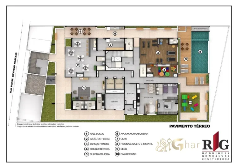 Planta de implantação do térreo em condomínio de apartamentos no bairro Santana São Paulo