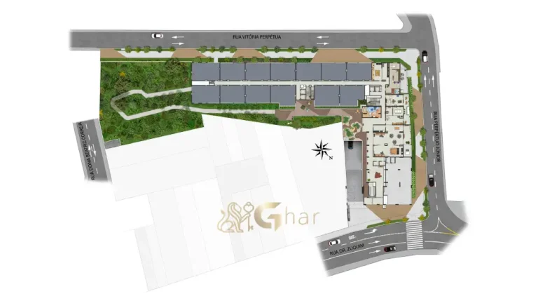 Planta de implantação do condomínio residencial no bairro Santana Zona Norte de São Paulo