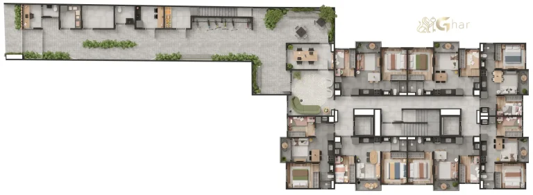 Planta do térreo do Edifício Philomena no bairro Santana em São Paulo