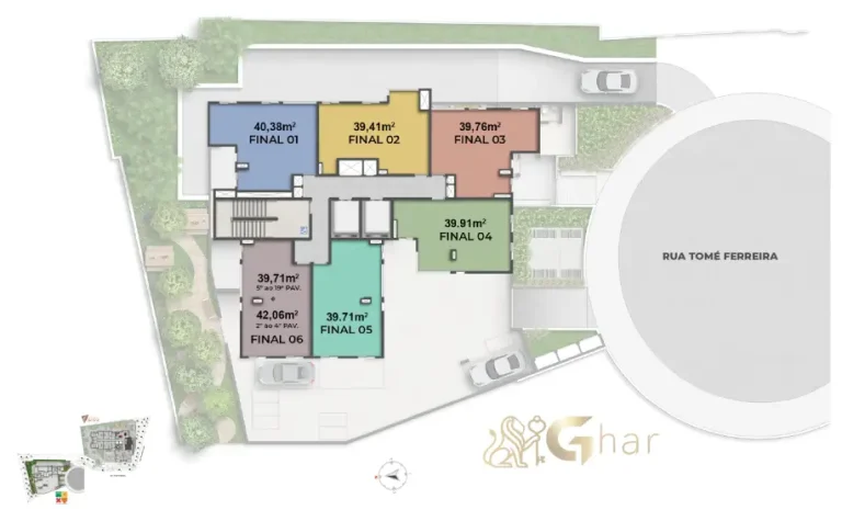 Planta de pavimento tipo em condomínio com apartamentos no bairro Santana São Paulo