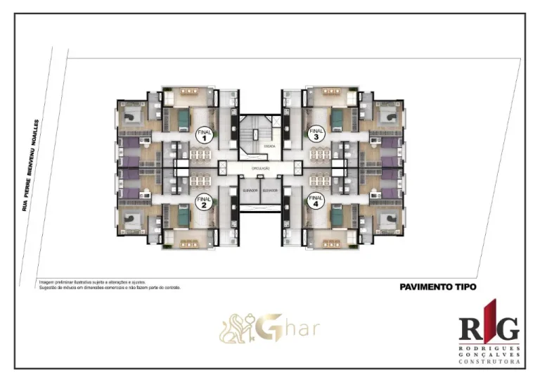 Planta tipo do condomínio Bienvenu Edifício no bairro Santana em São Paulo