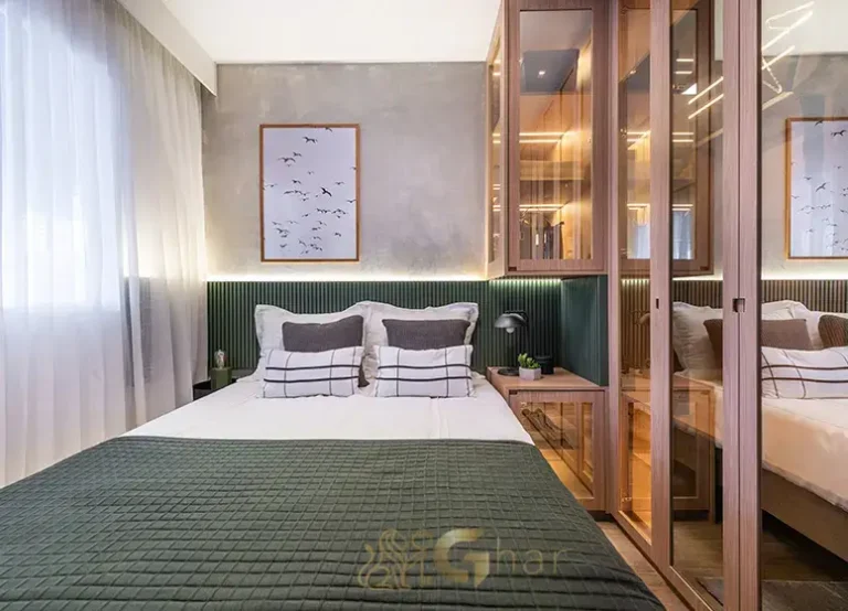 Quarto de casal em apartamento decorado em condomínio no Belém São Paulo