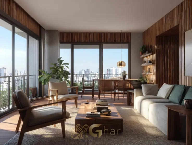 Sala de estar ampla em apartamento 2 dormitórios Santana SP com boa iluminação natural