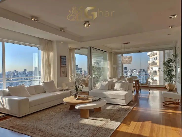 Sala de estar em apartamento de 3 dormitórios em Santana com ambiente amplo e bem iluminado