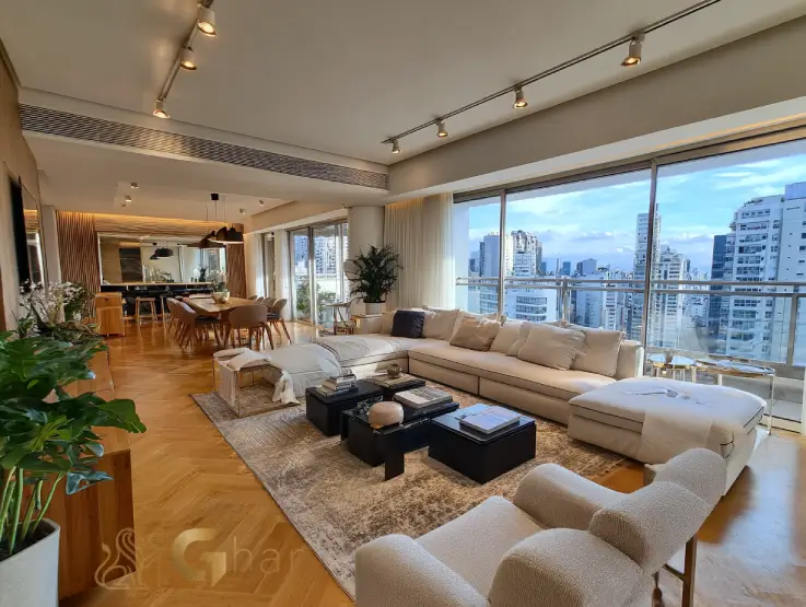 Sala moderna de apartamento 3 quartos em Santana com decoração contemporânea