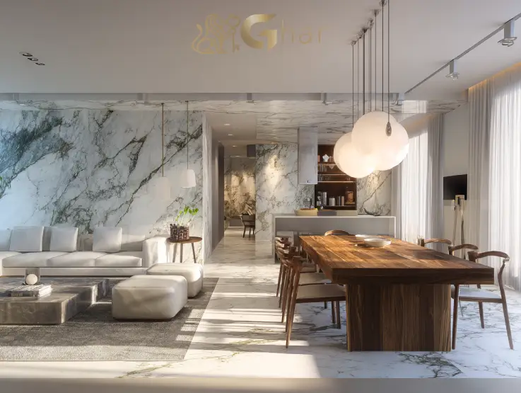 Sala de estar em apartamento de luxo em Santana com acabamento refinado e iluminação natural