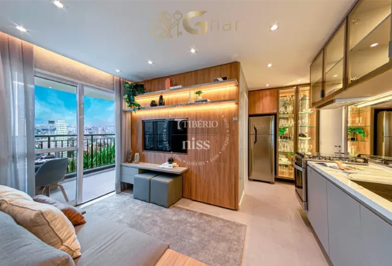 Sala do apartamento decorado do condomínio Hello Santana no bairro Santana em São Paulo