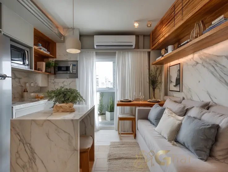 Sala de apartamento decorado em condomínio com apartamentos no bairro José Bonifácio São Paulo