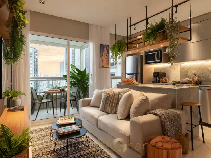 Sala do apartamento decorado do Next Alto de Santana no bairro Santana em São Paulo