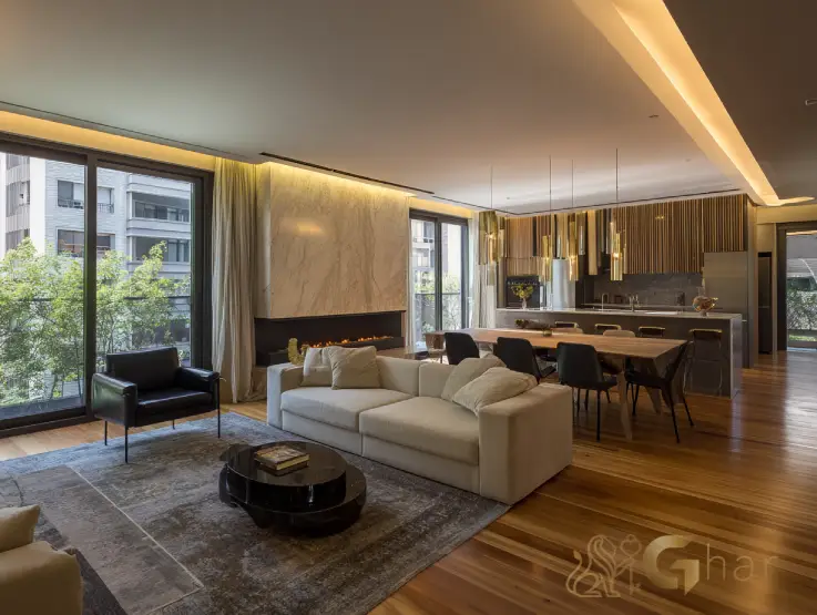 sala de estar em apartamento na Zona Norte com ambiente residencial tranquilo