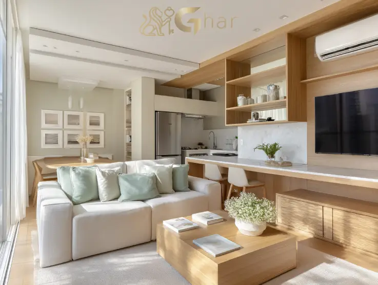 ambiente interno apartamento minha casa minha vida são paulo com sala compacta e bem distribuída