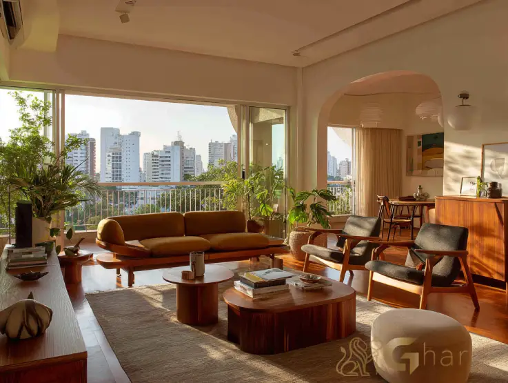 Sala integrada em imóvel residencial em Santana São Paulo com acabamento moderno
